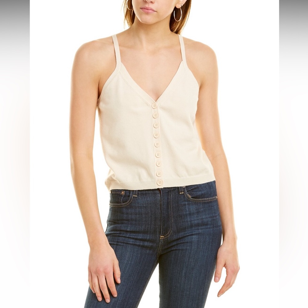 525 Button-Front Ivory Knit Tank Top